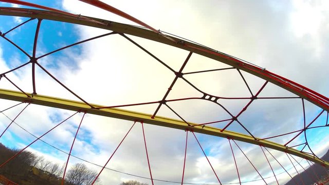 Arch of bridge at cloud sky background