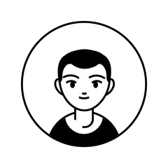 young guy avatar , person block line