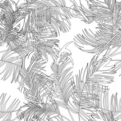 Seamless tropical pattern with palm leaves. Abstract background texture.