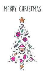 christmas tree pattern illustration logo design sign symbol vector icons flat simple colorful xmas santa holiday happy ball bell star cute 