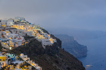 View of City Fira in Santorini Greece