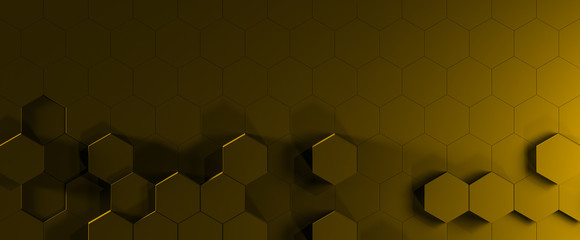 3d GOLD illustration of honeycomb ABSTRACT BACKGROUND, FUTURISTIC HEXAGONAL WALLPAPER, BACKGROUND