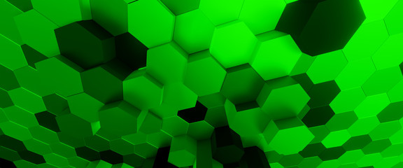 Fototapeta na wymiar 3d illustration of GREEN honeycomb ABSTRACT BACKGROUND, FUTURISTIC HEXAGONAL WALLPAPER, BACKGROUND