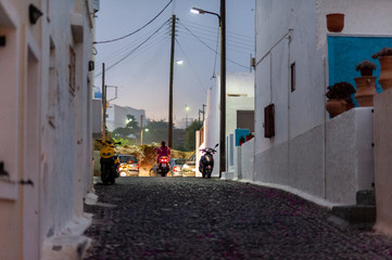 narrow street at night