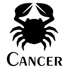 Cancer, zodiac sign. Logo. Tattoo. Vector silhouette image.