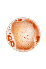 Beer in glass. Beer foam. View from above.	