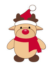  Christmas red nose reindeer with scarf and santa hat
