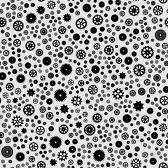 Naklejka na ściany i meble abstract vector black flat gears seamless pattern