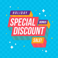 Holiday Special Discount for Business Blue Template - Vector