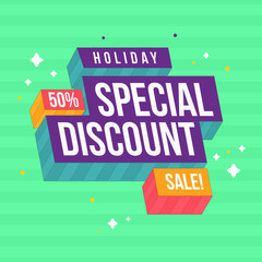 Holiday Special Discount for Business Green Template - Vector