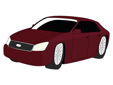 Sedan red realistic vector illustration isolated