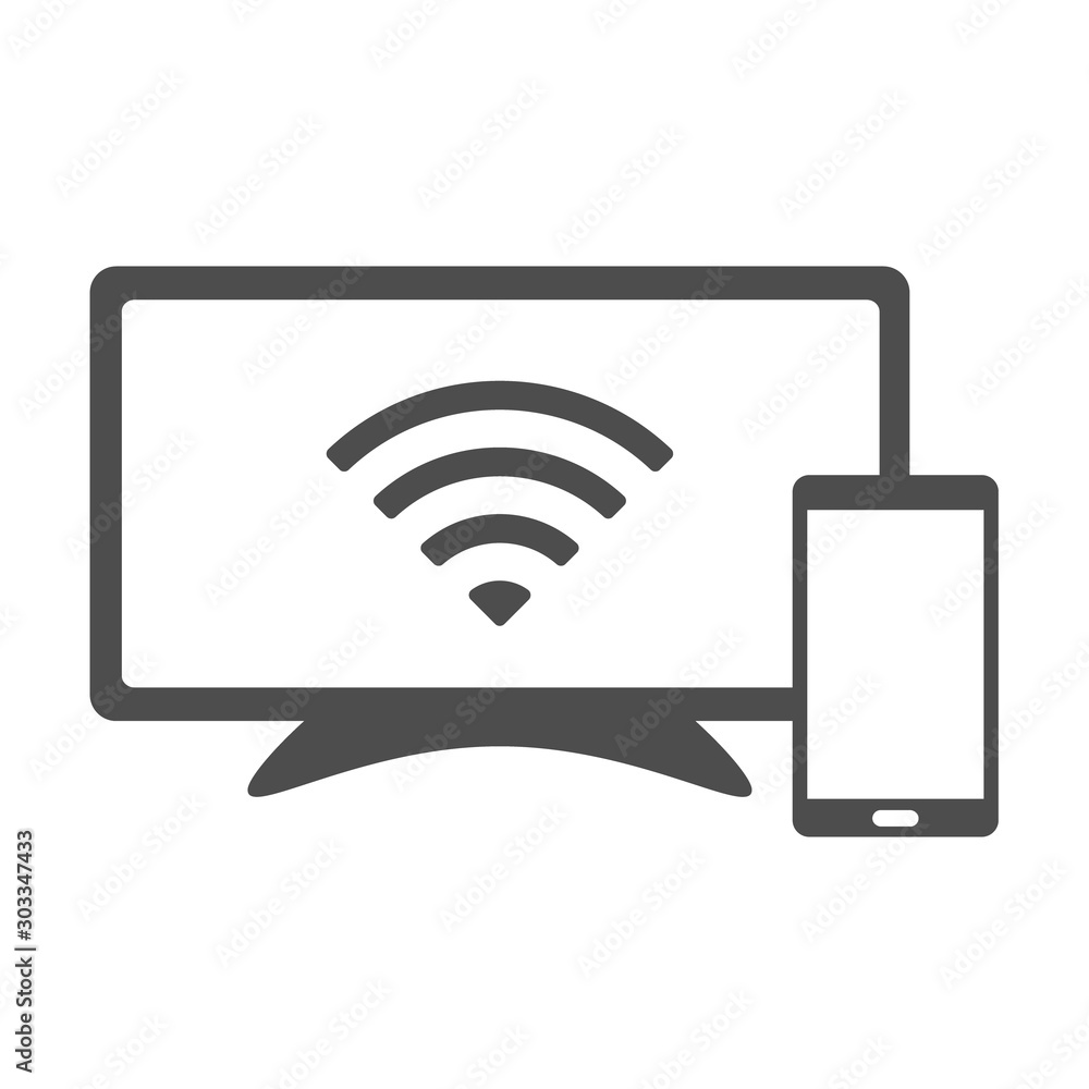 Poster smart devices vector icon isolated on white background. smart tv and smartphone wireless connection 