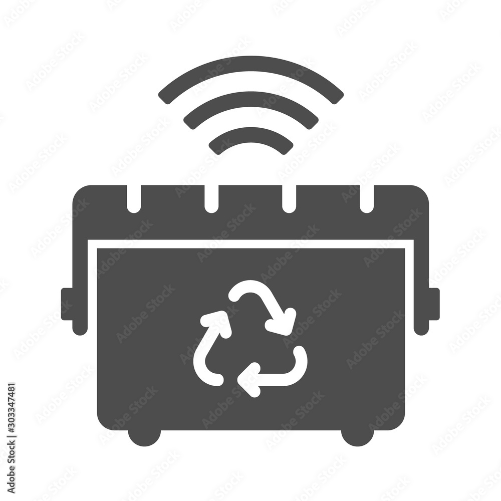 Poster smart trash can vector icon isolated on white background. smart trash can with airwaves icon for web
