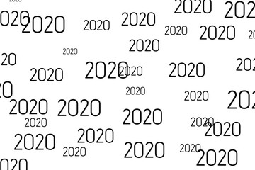 Template design for the new year 2020, with a simple and elegant design, with thin text and white background. for templates, covers, banners, pamphlets