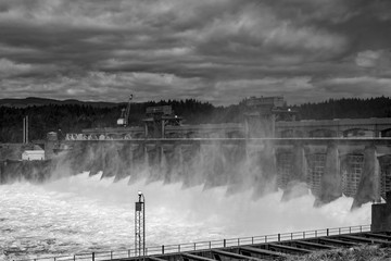 Bonneville Dam on the Columbia River in Oregon.