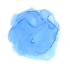 Alcohol Ink color abstract painting. Sky blue, water, environmental friendliness. Circles for logos and text.