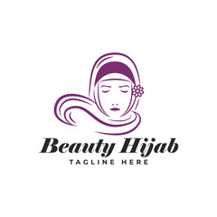 Beauty Hijab Logo Vector Icon Illustration
