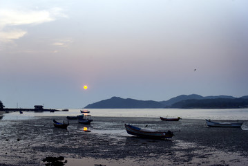 Aghanashini river. Blue mountains Gokarna. Karnataka