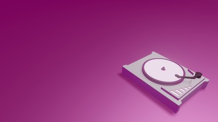 3d illustration of theme love gramophone in the pink background 