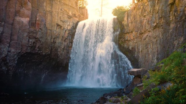 The beautiful Rainbow Falls in the Ansel Adams Wilderness near Mammoth Lakes California USA