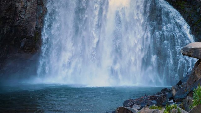 The beautiful Rainbow Falls in the Ansel Adams Wilderness near Mammoth Lakes California USA