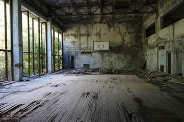 Fototapeta na wymiar Chernobyl/Pripyat - Old basketball court