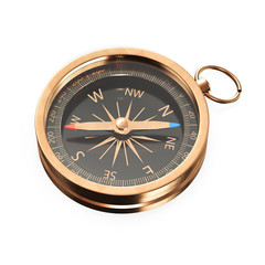 Black gold compass isolated