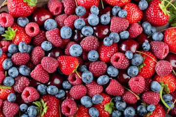 Berries closeup colorful assorted mix.