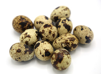 Set of fresh eggs quail  is Star shape on white background
