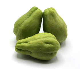 Organic fresh Chayote isolated on white background