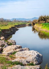 Fototapeta na wymiar river crossing on a sunny day - image