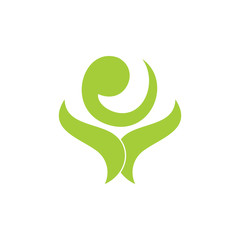 letter e green plant flower spiral logo vector