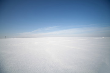 Fototapeta na wymiar snowy field in winter. Winter landscape with snowy fields