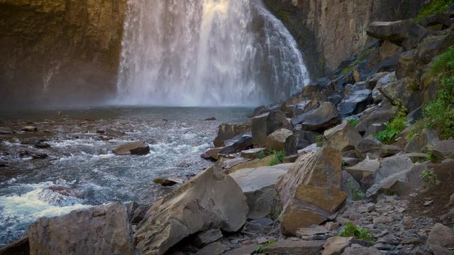 The beautiful Rainbow Falls in the Ansel Adams Wilderness near Mammoth Lakes California USA