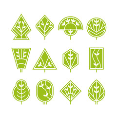 Graphical tree set, geometrical icons.