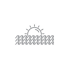 Sun and sea water line icon. Sunrise symbol design. Vector illustration