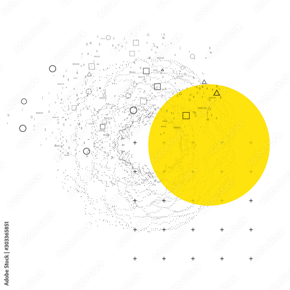 Poster trendy modern science or technology 3d background with dynamic particles. cyberspace grid. futuristi