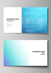 Fototapeta premium The minimalistic abstract vector illustration of the editable layout of two creative business cards design templates. Abstract geometric pattern with colorful gradient business background.