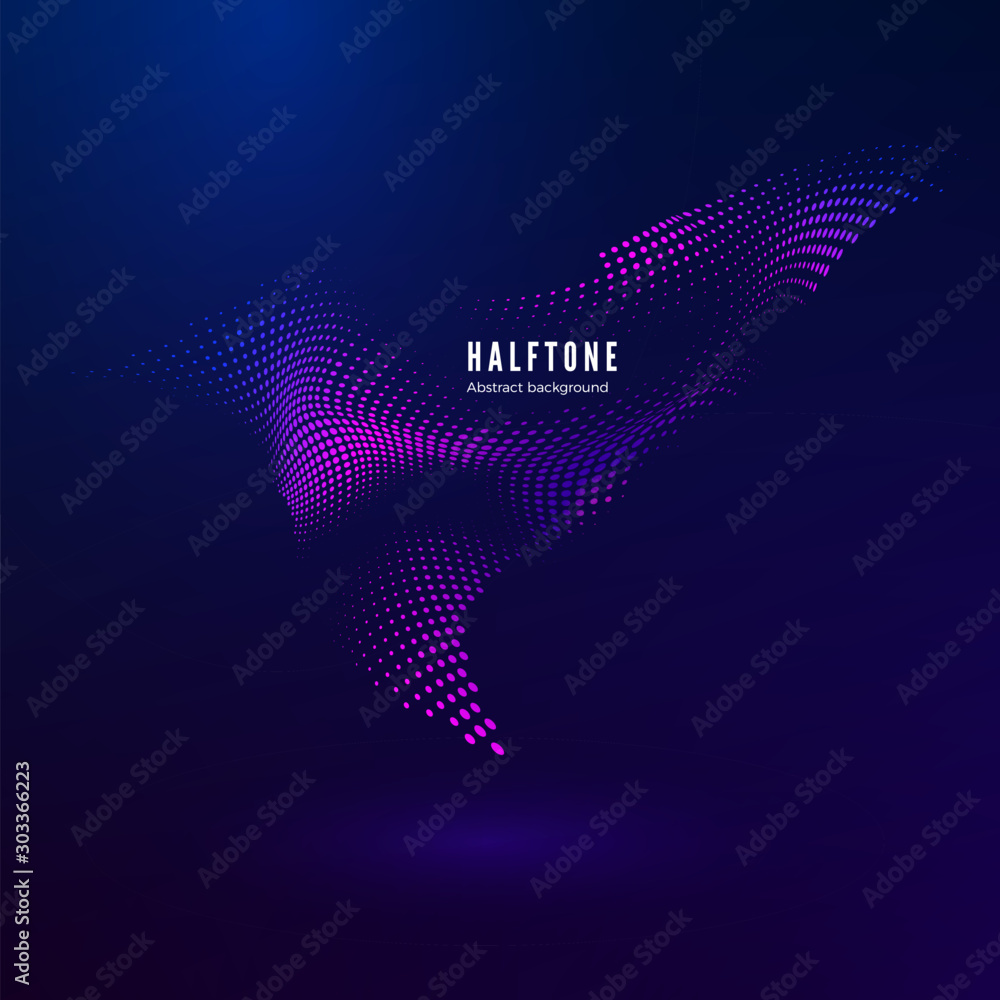 Poster halftone design element motion effect. abstract colorful halftone background with dynamic waves. war