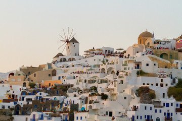 Evening in Oia At Santorini Greece August 2013