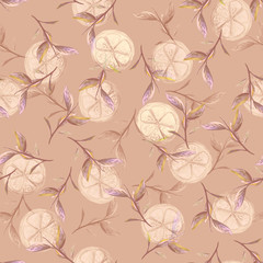 Lemon and green tea leaves