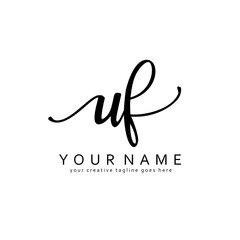 Fototapeta na wymiar Handwriting U F UF initial logo template vector