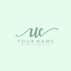 Handwriting U C UC initial logo template vector