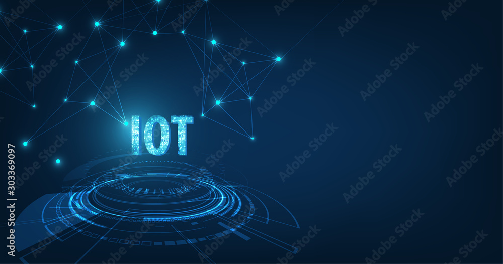Poster internet of things (iot) concept.big data cloud computing network of physical devices with secure ne