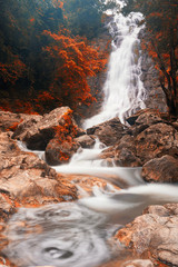 Fototapeta na wymiar waterfall in autumn at Sarika National Park