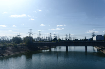 Fototapeta na wymiar Cooling pond at Chernobyl Power Plant