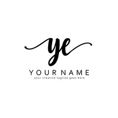 Handwriting Y E YE initial logo template vector
