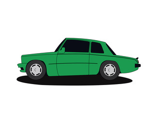 Classic green car vector illustration isolated