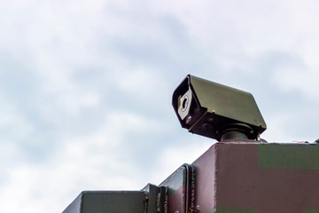 CCTV camera mounted on military equipment.