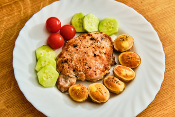 Pork meat steak on plate